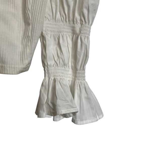 Urban Outfitters Rozi Blouse White Puff Flare Sleeve White Peasant Prairie Top - Picture 6 of 8